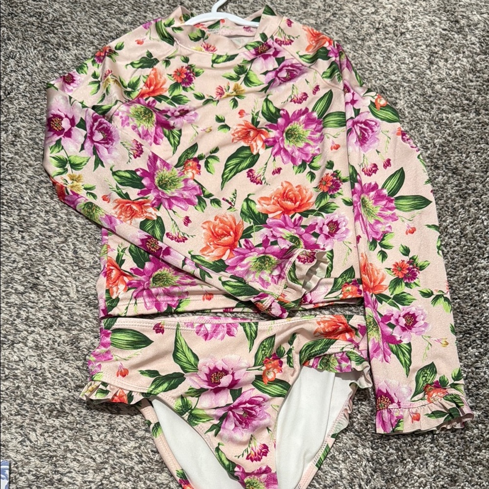 Janie and Jack Pink and Purple Floral Rashguard